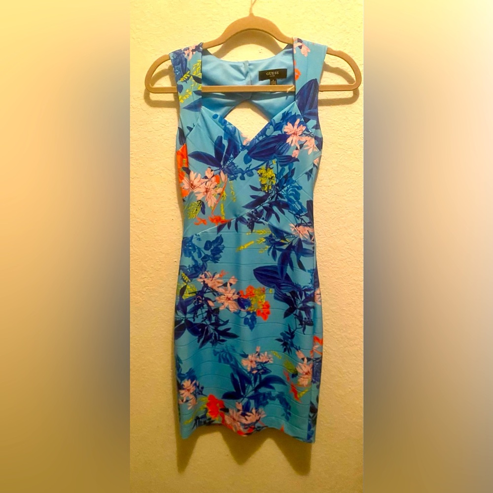 Guess Blue Sheath Mini Dress Sleeveless Halter